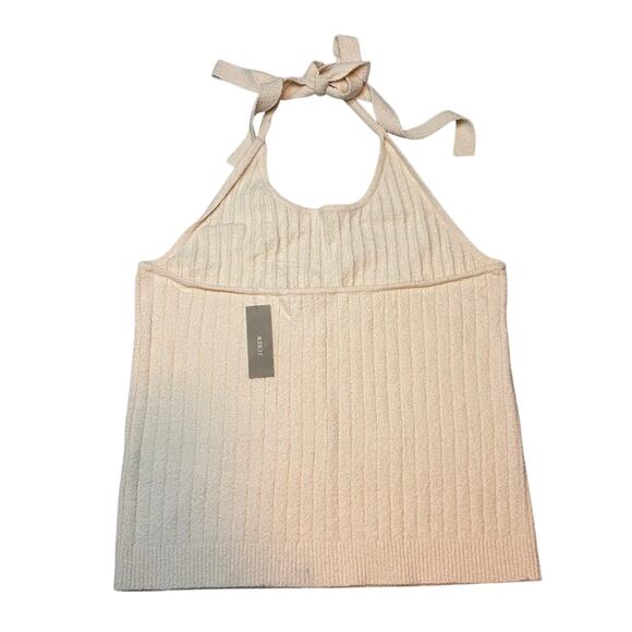 J.Crew NWT Cream Ribbed Bouclé Halter Sweater Tank Top XL - Picture 4 of 6